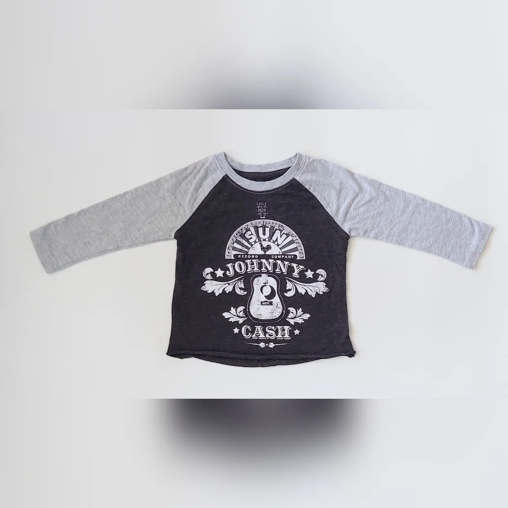 Johnny Cash Sun Record Company Size 18M Long Sleeve Black Gray Shirt
